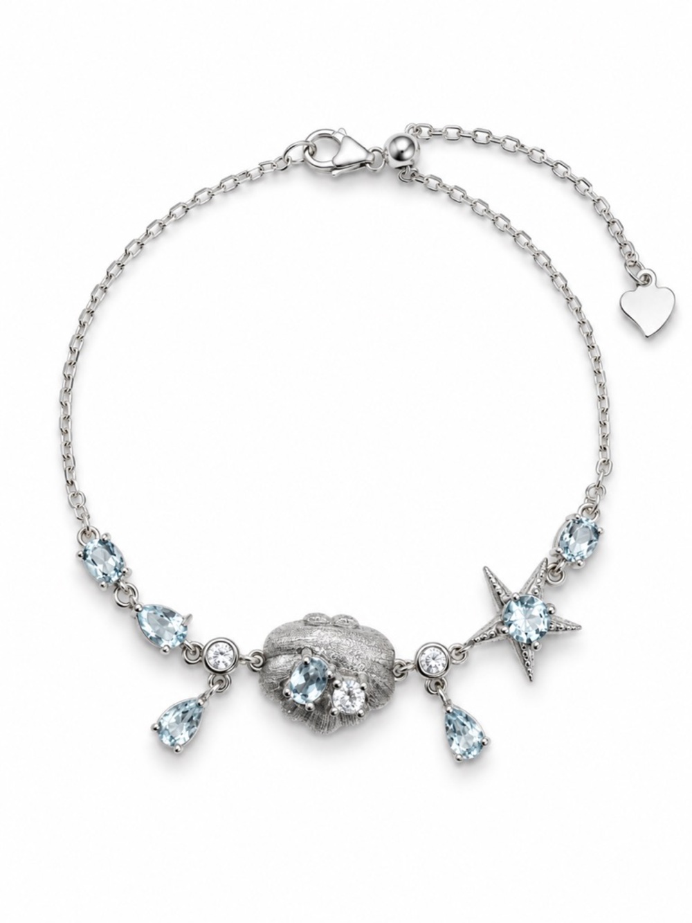 #B23 The Venus Aquamarine Shell Bracelet (S925)